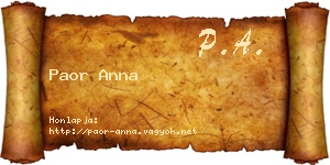 Paor Anna névjegykártya
